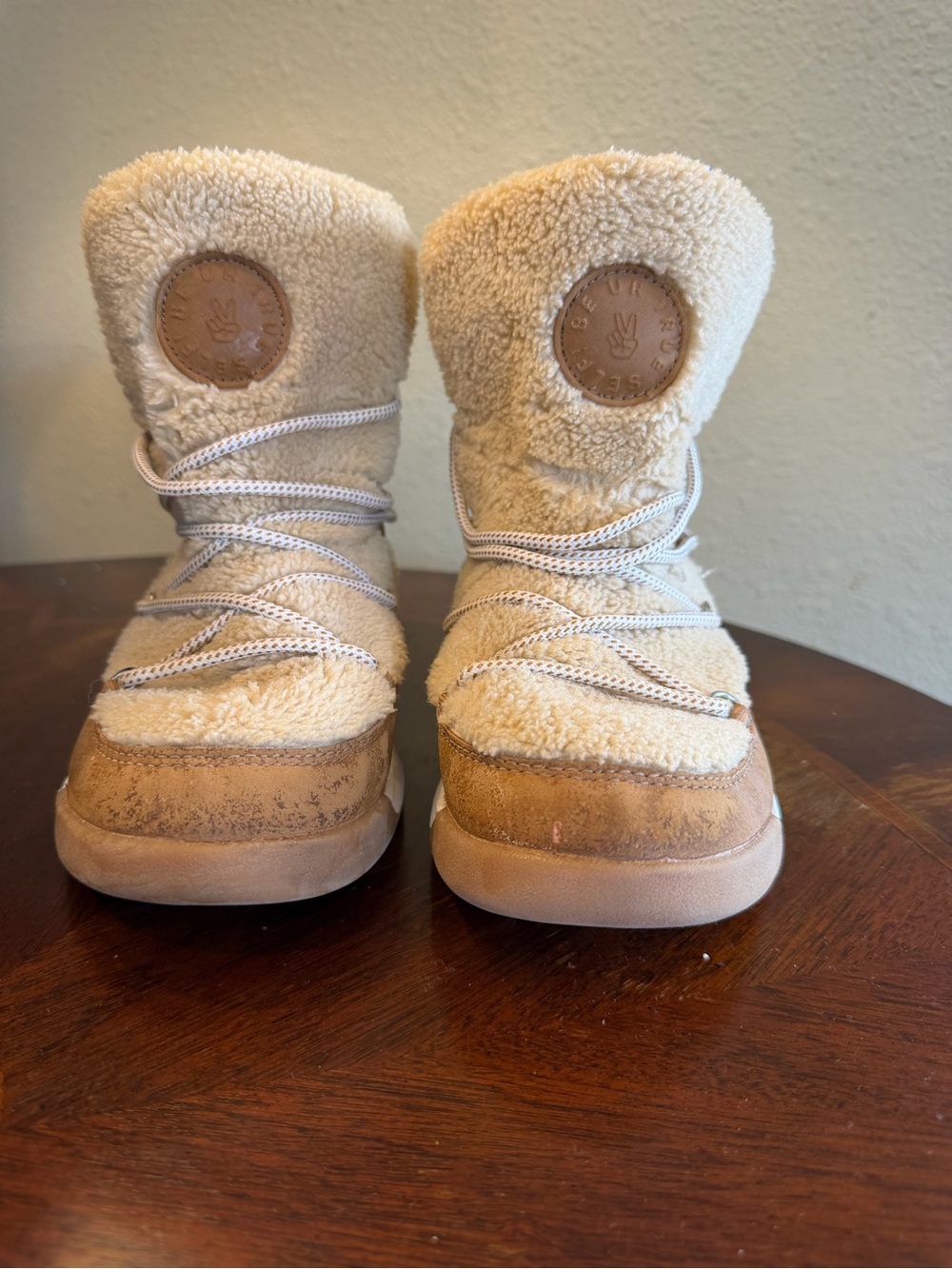 Kids Cream Sherpa Winter Boots -